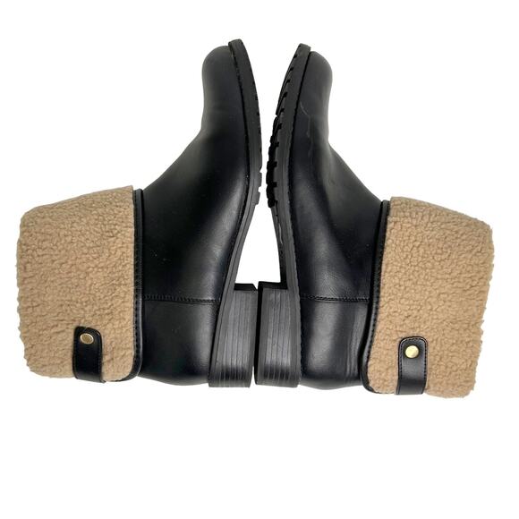 Style & Co. Beana Black Vegan Leather Foldover Faux Fur Ankle Boots 8.5M - Picture 6 of 10